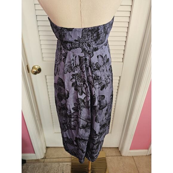 Anthropologie Moulinette Soeurs Strapless Blue Floral Dress - POCKETS! Size 6 - Picture 3 of 5